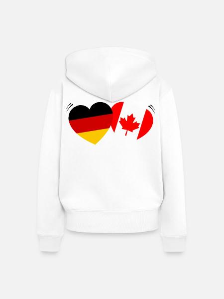 Herzflaggen Deutsch-Canada - Frauen Premium Bio Zip Hoodie - Weiß