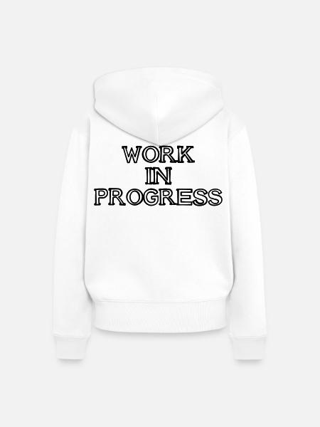 WORK IN PROGRESS Schriftzug handgezeichnet - Frauen Premium Bio Zip Hoodie - Weiß