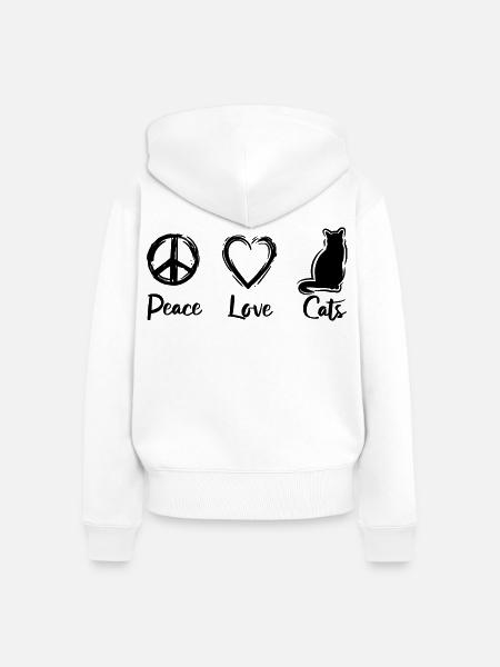 Ich liebe Katzen - Frauen Premium Bio Zip Hoodie - Weiß