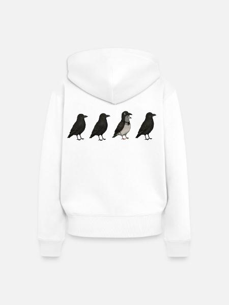 Pigeon Imposter – Crow Disguise Meme - Frauen Premium Bio Zip Hoodie - Weiß