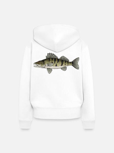 Zander Predator-Fisch-Design für Angler - Frauen Premium Bio Zip Hoodie - Weiß
