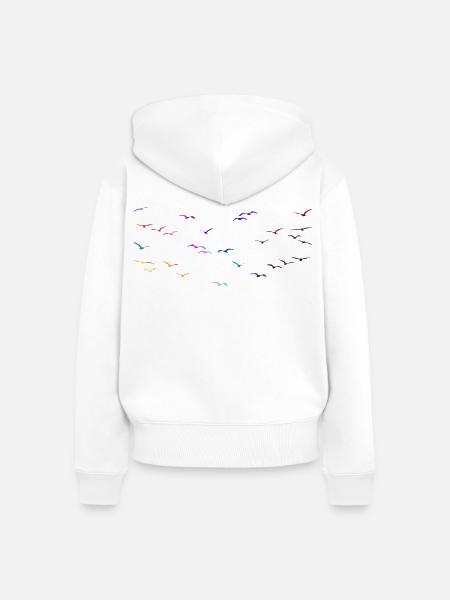 Bunte Vögel - Frauen Premium Bio Zip Hoodie - Weiß