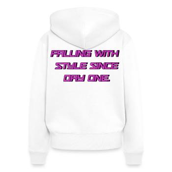 Tomber avec style dès le premier 💥 jour - Sweat à capuche zippé Premium bio Femme - blanc - Dos - AI Model Female 172 light (172cm)