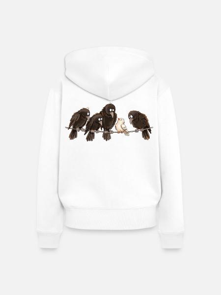 Krähen Raben Taube Statement Anderssein Vogel - Frauen Premium Bio Zip Hoodie - Weiß