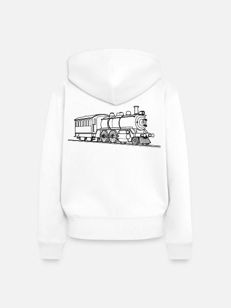 Lokomotive Zeichnung - Frauen Premium Bio Zip Hoodie - Weiß