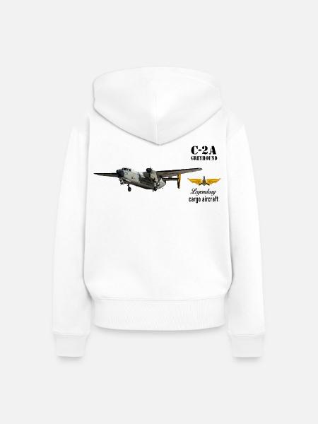 C-2A Greyhound - Frauen Premium Bio Zip Hoodie - Weiß