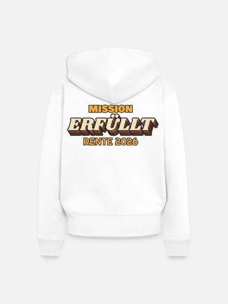 Mission erfüllt - Rente 2026 Retro - Frauen Premium Bio Zip Hoodie - Weiß