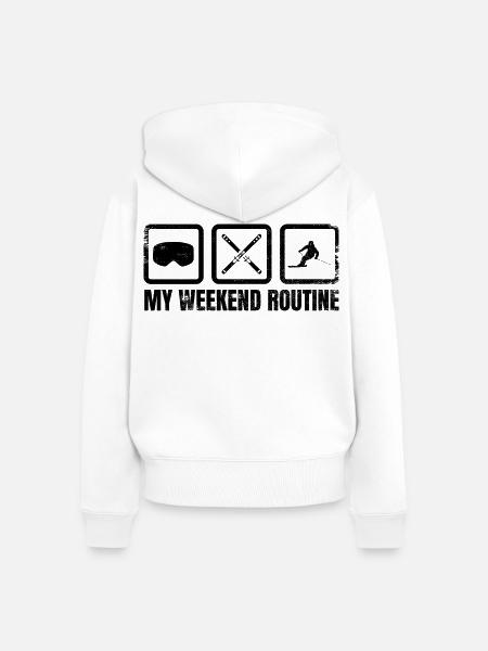 Skifahrer Wochenend Routine - Frauen Premium Bio Zip Hoodie - Weiß