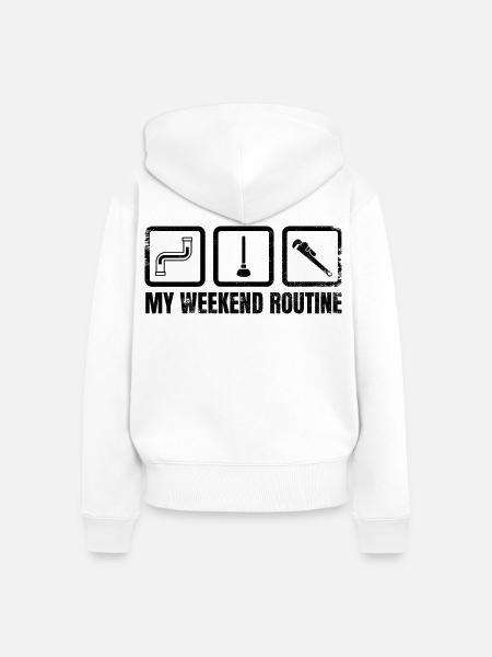 Meine Wochenendroutine - Frauen Premium Bio Zip Hoodie - Weiß