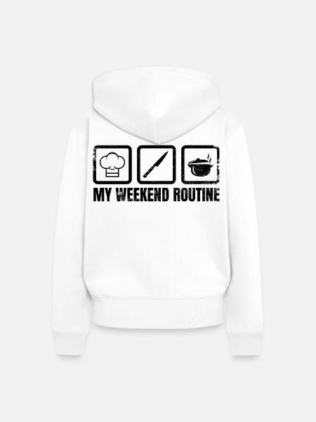 Meine Wochenendroutine - Frauen Premium Bio Zip Hoodie - Weiß