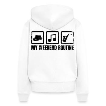 Saxophonisten Wochenende - Frauen Premium Bio Zip Hoodie - Weiß - Hinten - AI Model Female 172 light (172cm)
