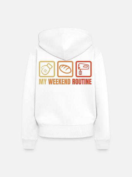Meine Wochenendroutine - Frauen Premium Bio Zip Hoodie - Weiß