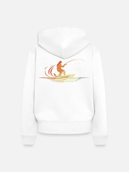 Fischer Retro Look - Frauen Premium Bio Zip Hoodie - Weiß