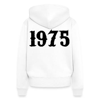 1975 - Women's Premium Organic Zip Hoodie - white - Back - AI Model Female 172 light (172cm)