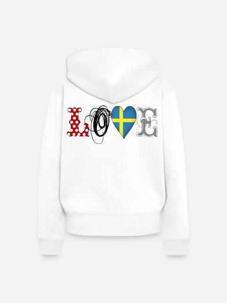 Love Sweden Black - Frauen Premium Bio Zip Hoodie - Weiß