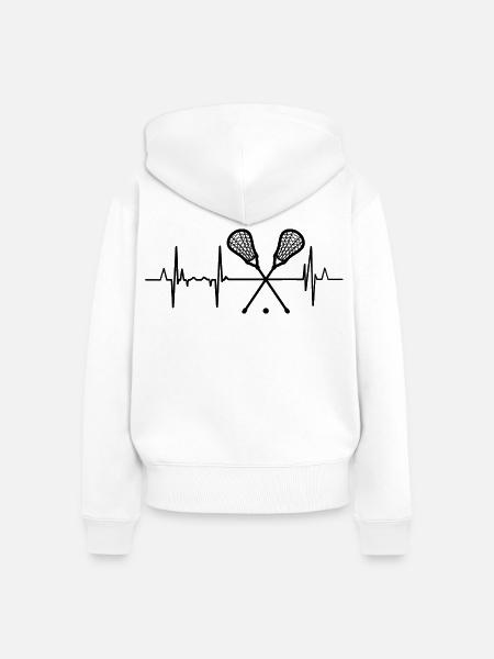 Lacrosse Herzlinie - Frauen Premium Bio Zip Hoodie - Weiß