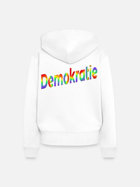 Regenbogen Demokratie - Frauen Premium Bio Zip Hoodie - Weiß