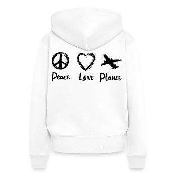 Ich liebe Flugzeuge - Frauen Premium Bio Zip Hoodie - Weiß - Hinten - AI Model Female 172 light (172cm)