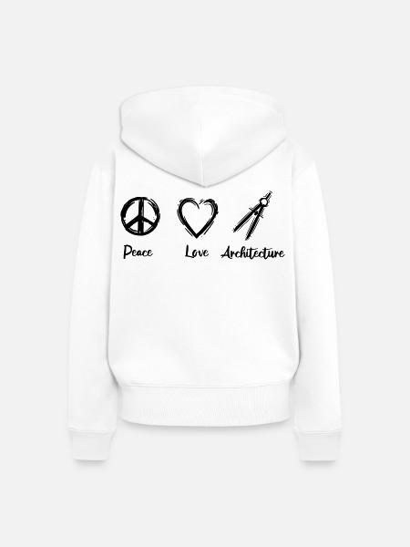 Peace Love Architecture - Frauen Premium Bio Zip Hoodie - Weiß