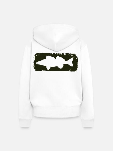 Zander im Farbstrich - grün - Frauen Premium Bio Zip Hoodie - Weiß