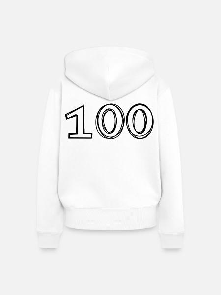 Zahl 100 handgezeichnet - Frauen Premium Bio Zip Hoodie - Weiß