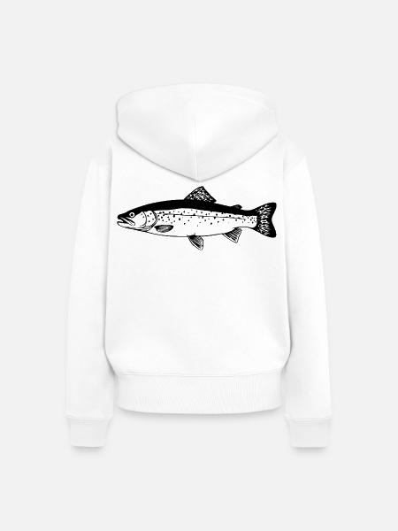 Forellen Angler Geschenk Idee Fliegenfischen - Frauen Premium Bio Zip Hoodie - Weiß