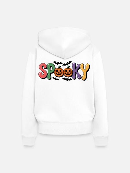 Spooky Halloween Kürbis bunte Schrift - Frauen Premium Bio Zip Hoodie - Weiß