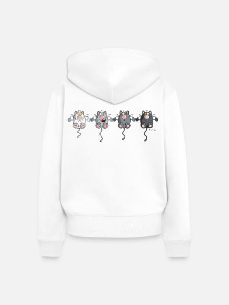 Katzen Team - Frauen Premium Bio Zip Hoodie - Weiß