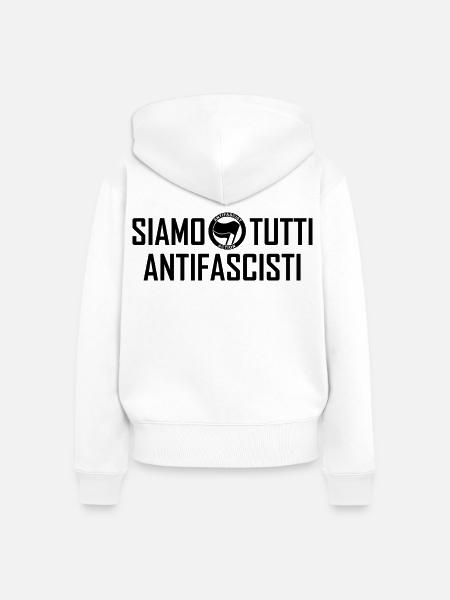 SIAMO TUTTI ANTIFASCISTI black - Frauen Premium Bio Zip Hoodie - Weiß