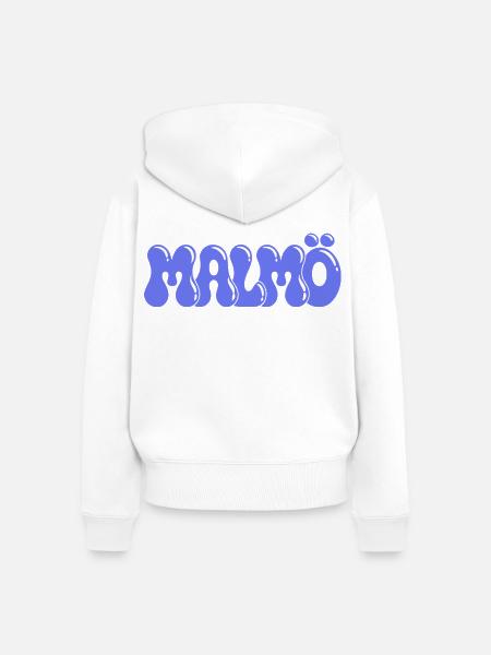 Malmö Retro Blue Periwinkle Wildleder - Frauen Premium Bio Zip Hoodie - Weiß