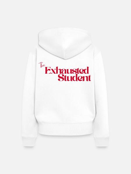 The Exhausted Student  - Frauen Premium Bio Zip Hoodie - Weiß