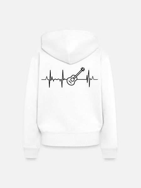 Gitarre Herzlinie - Frauen Premium Bio Zip Hoodie - Weiß