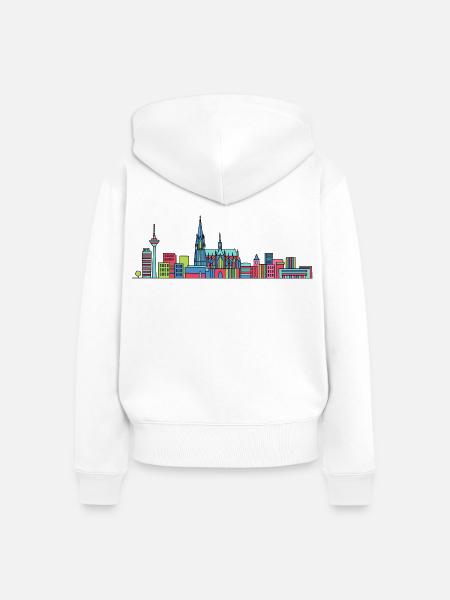 Kölner Stadtschirm Dom: Moderne Linienkunst - Frauen Premium Bio Zip Hoodie - Weiß