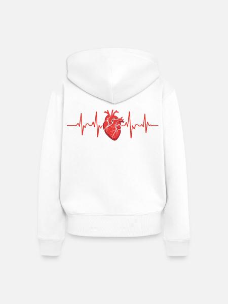 Herzschlag Design mit Anatomischem Fokus - Frauen Premium Bio Zip Hoodie - Weiß