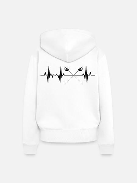 Fechten Herzlinie EKG - Frauen Premium Bio Zip Hoodie - Weiß