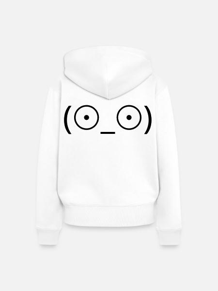 Schock Emote (☉_☉) große Augen Kaomoji - Frauen Premium Bio Zip Hoodie - Weiß