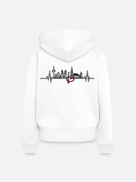 Stadtherz Skyline Verbindung - Frauen Premium Bio Zip Hoodie - Weiß