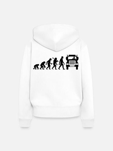 Retro LKW Fahrer Evolution Für Fernfahrer - Frauen Premium Bio Zip Hoodie - Weiß