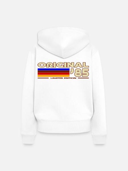 1985 - Frauen Premium Bio Zip Hoodie - Weiß