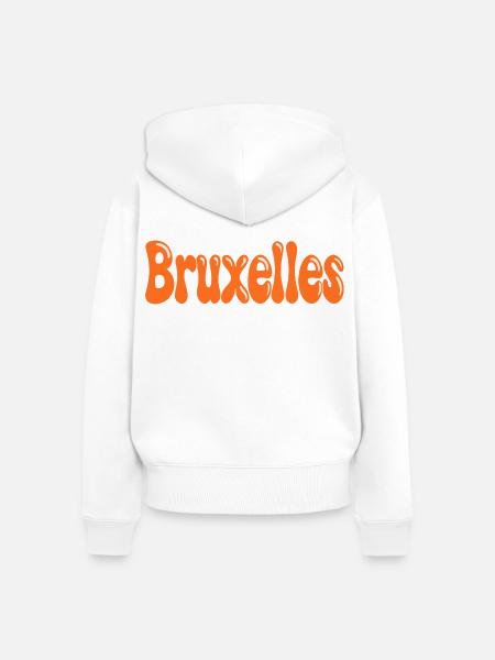 Brüsseler Orange Tippfehlerblasen - Frauen Premium Bio Zip Hoodie - Weiß