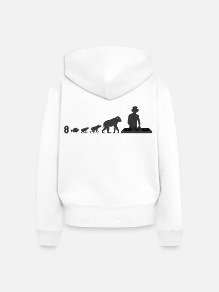 Evolution zum DJ - Frauen Premium Bio Zip Hoodie - Weiß