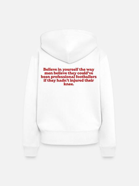 Believe In Yourself Footballer - Frauen Premium Bio Zip Hoodie - Weiß