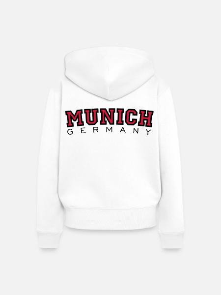 München Munich Germany (Schwarz/Rot) - Frauen Premium Bio Zip Hoodie - Weiß