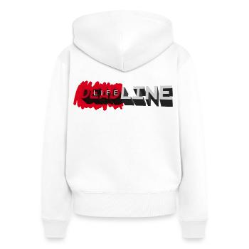 DEADLINE LIFE - let's talk - Sweat à capuche zippé Premium bio Femme - blanc - Dos - AI Model Female 172 light (172cm)
