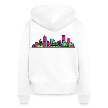 Winnipeg City Skyline Museum Modern Line Art - Women's Premium Organic Zip Hoodie - white - Back - AI Model Female 172 light (172cm)