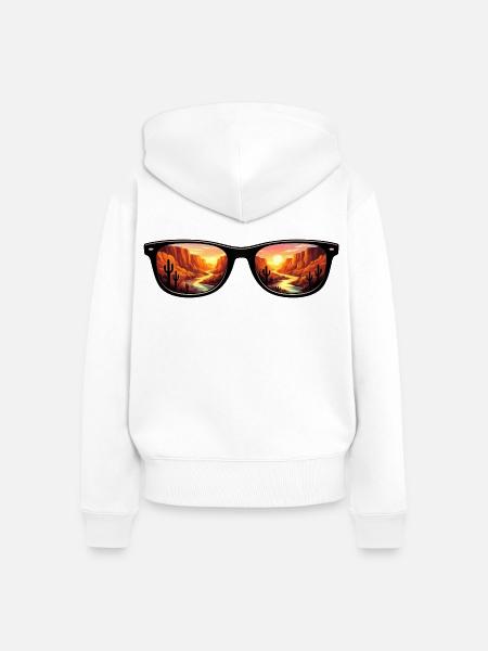 Desert Canyon Sunset Sunglasses - Frauen Premium Bio Zip Hoodie - Weiß