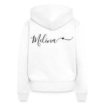 Melina Name Vorname Dekorativ - Frauen Premium Bio Zip Hoodie - Weiß - Hinten - AI Model Female 172 light (172cm)