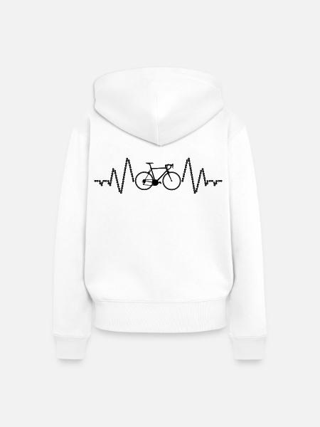 Radfahrer Herzlinie - Frauen Premium Bio Zip Hoodie - Weiß