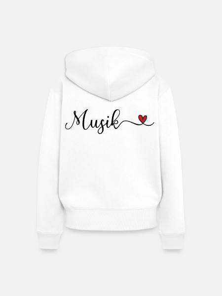 Musik Herz - Frauen Premium Bio Zip Hoodie - Weiß