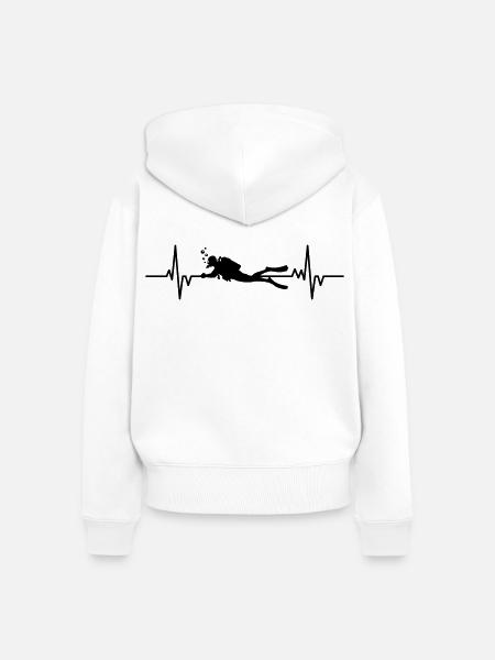 Diver - Heartbeat - Frauen Premium Bio Zip Hoodie - Weiß